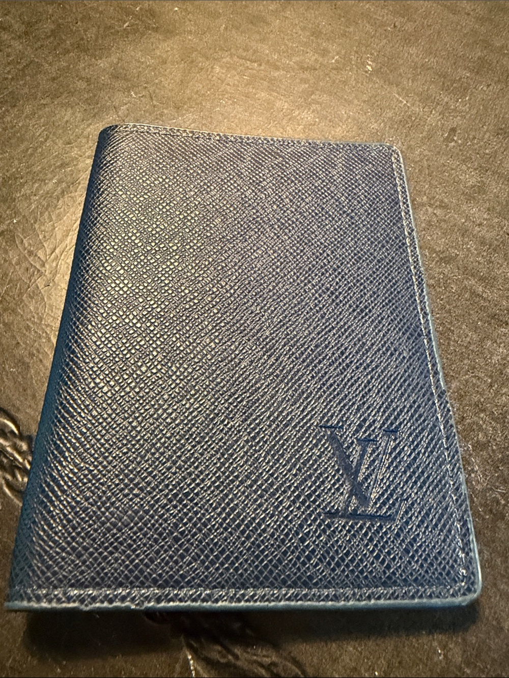 Men's Blue Textured Leather Passport Holder